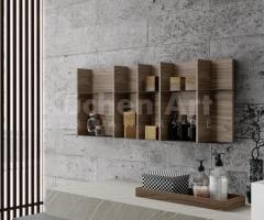 Salle de Bains Moderne avec Vasque rectangle et Éléments mural en métal mat et surfaces en bois - 4