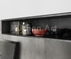 Salle de Bain Design Italien avec Meuble Laqué Metal, Vasque Céramique et Plan en Verre Brillant - 6