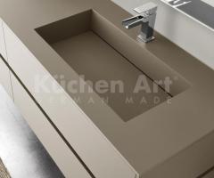 Salle de Bain Luxueuse en Fenix avec Vasque Intégrée et Finition Bois Sherwood Scuro - 3