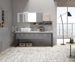 Salle de bains contemporaine avec plan Tekormud Cemento Tortora et vasque Unica 55 - 5
